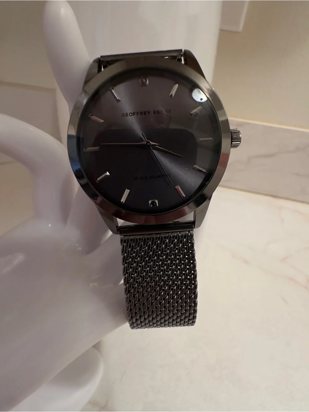 Geoffrey Beene Men's Black Mesh Bracelet Watch